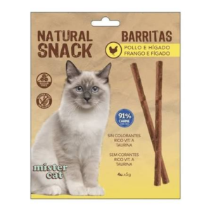 Natural Snacks Mister Cat Barritas Pollo E Higado 4X5 g