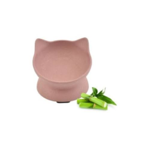 Comedero Gato Bambu Elevado Rosa 140 ml