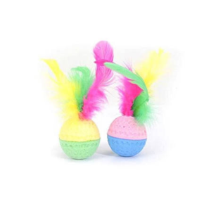 Pelota Gato Esponja Con Pluma 2 Unid