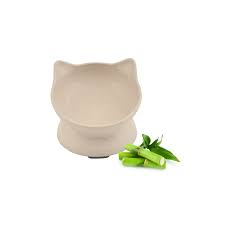 Comedero Gato Bambu Elevado Beige 140 ml