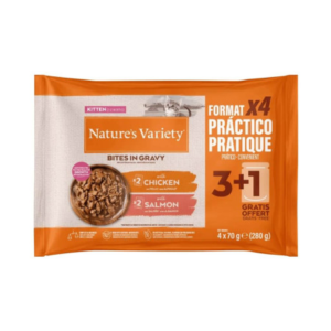 Natures Variety Cat Bites Flowp Kitten Chicken-salmon 4X70 g