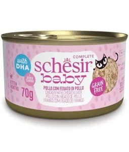 Schesir Cat Kitten Mini Filete Pollo Con Higado Lata 70 g