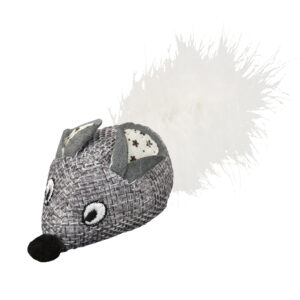 Juguete Cat Raton Gris Con Pluma