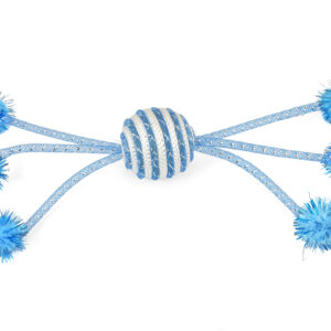 Juguete Gato Pelota Con Pompones Azul